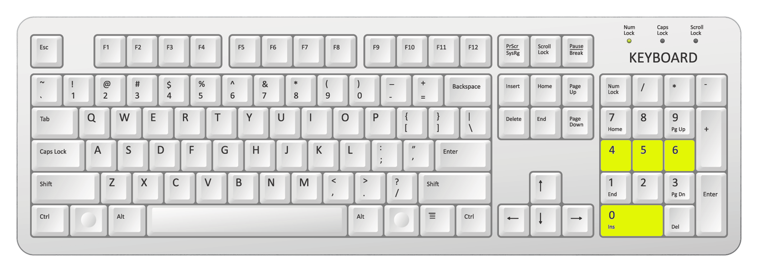 Desktop keys for reading by word